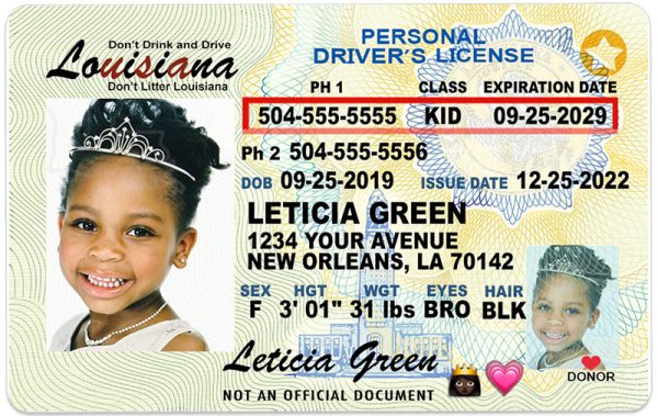 louisiana kid driver license bg