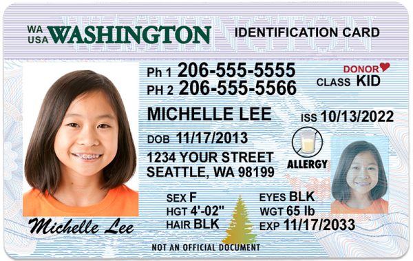 washington kid id card ag