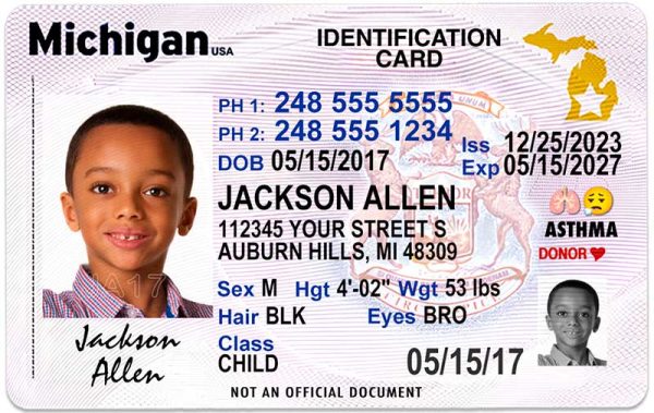 michigan kid ID card bb