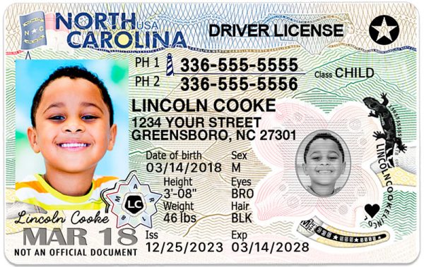 north carolina kid driver license bb
