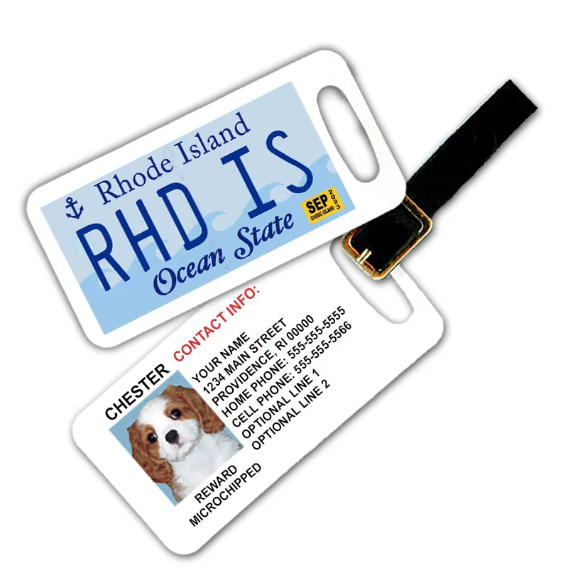 rhode island license plate luggage tag
