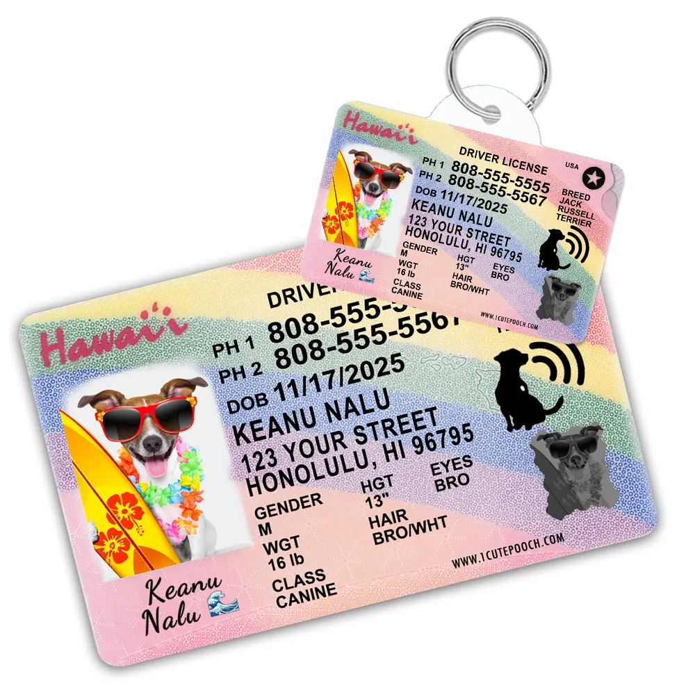 Hawaii2 Driver License ID Tag and Wallet Card Hawaii2 Driver License ID Tag and Wallet Card